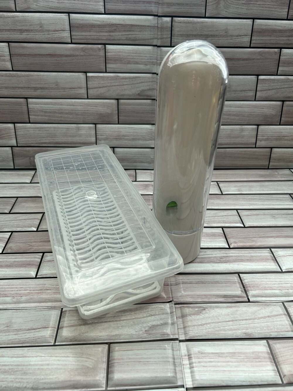 Fridge Storage Container with Removable Drain Tray and Herb container bundle